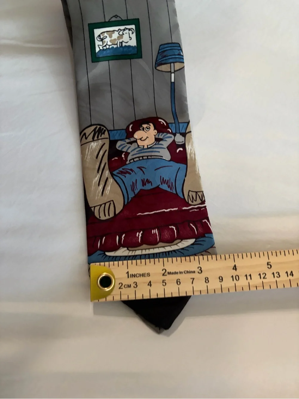 Men's Novelty Printed Tie in Gray, Burgundy, Blue